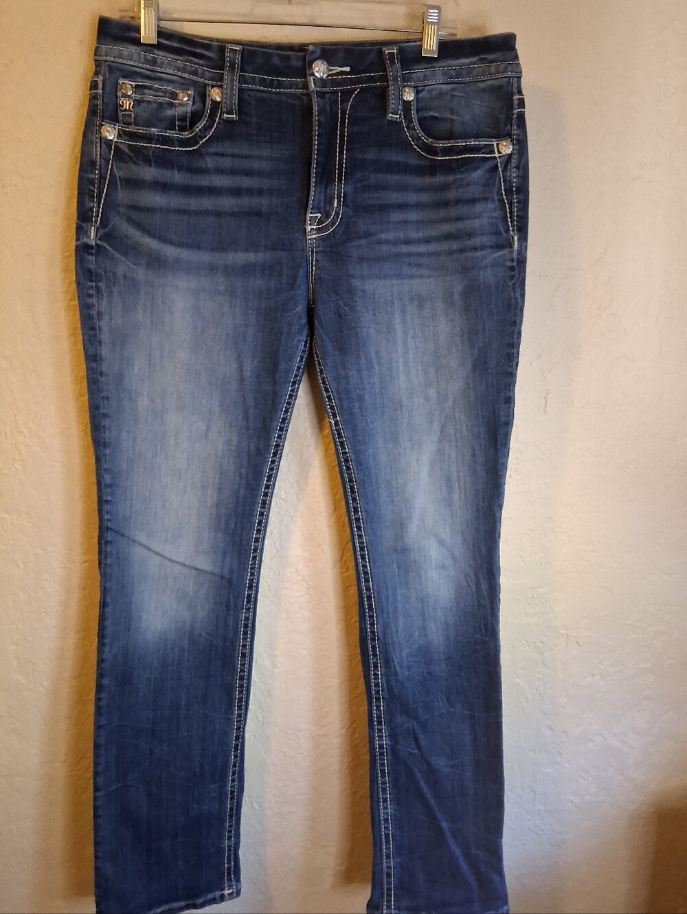 Miss Me Los Angeles Classic Women's Curvy Straight Stretch Mid-rise Jeans SZ 31